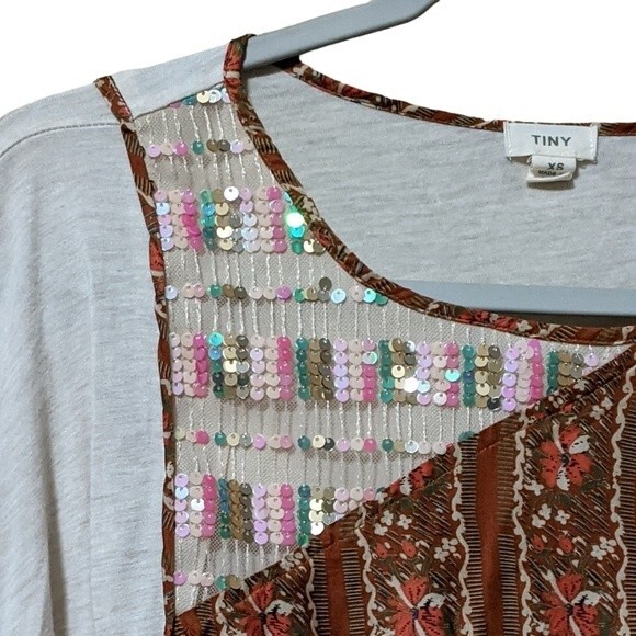 Anthropologie Tiny Sammi sequin mix Media dolman sleeve pull over top XS - Picture 5 of 8
